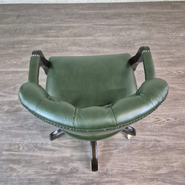 Chesterfield Bürostuhl Schreibtischstuhl Leder Grün - immagine 6