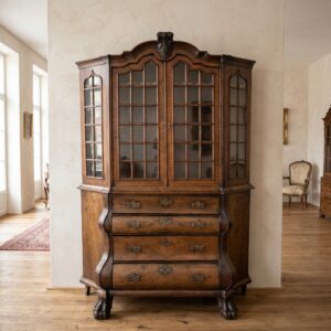 Vitrine Kabinettschrank Geschirrschrank Barock 1780 Nussbaum
