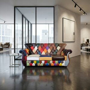 Chesterfield Sofa Couch Leder Modell Karneval 1,93 m