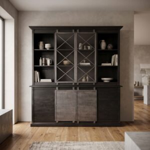 Vitrine Schrank Bücherschrank Teakholz 1,92 m