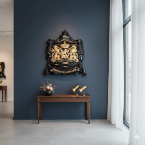 Wappen-Schild Je Maintiendrai / Hofleverancier Aluminium 0,43 m