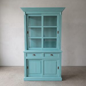 Vitrine Bücherschrank Massivholz Türkis 1,30 m