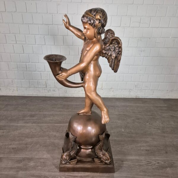 Wasserspeier Skulptur Dekoration Putte Bronze 1,25 m - immagine 14
