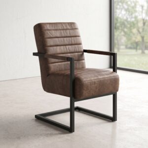 Stuhl Esszimmerstuhl Schwingstuhl Leder Beige