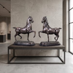 Skulptur Dekoration Pferde Bronze Set 0,63 m