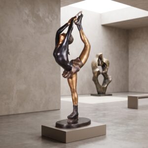 Eiskunstläuferin-Skulptur Dekoration Bronze 1,35 m