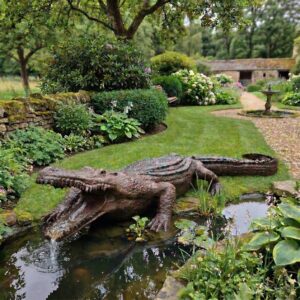 Skulptur Dekoration Krokodil Bronze 1,80 m