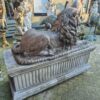 Skulptur Dekoration Löwen Bronze mit Steinsockel 1,70 m - immagine 10
