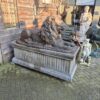 Skulptur Dekoration Löwen Bronze mit Steinsockel 1,70 m - immagine 5