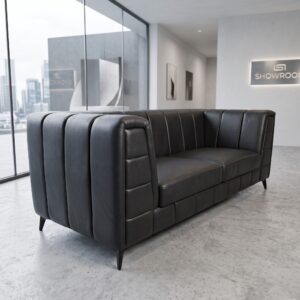 Couch Sofa Leder Schwarz 2,10 m