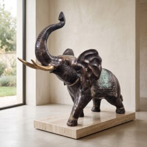 Skulptur Dekoration indischer Elefant Bronze 0,70 m