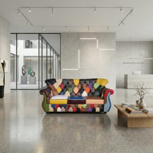 Chesterfield Sofa Couch Leder Modell Karneval 1,90 m