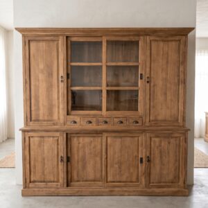 Vitrine Bücherschrank Teakholz 2,40 m