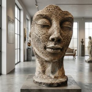 Skulptur Dekoration Gesicht Beton 1,15 m