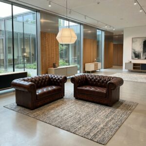 Chesterfield Sofa Couch Leder Kastanienbraun 1,65 m Set