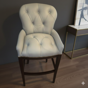 Chesterfield Barhocker Barsessel Leder Hellgrau