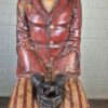 Decorazione Scultura Ragazzo su Sgabello 1920 Legno Massiccio - immagine 14