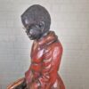 Decorazione Scultura Ragazzo su Sgabello 1920 Legno Massiccio - immagine 19