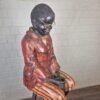 Decorazione Scultura Ragazzo su Sgabello 1920 Legno Massiccio - immagine 5