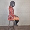 Decorazione Scultura Ragazzo su Sgabello 1920 Legno Massiccio - immagine 8