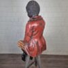 Decorazione Scultura Ragazzo su Sgabello 1920 Legno Massiccio - immagine 25