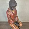 Decorazione Scultura Ragazzo su Sgabello 1920 Legno Massiccio - immagine 4