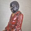 Decorazione Scultura Ragazzo su Sgabello 1920 Legno Massiccio - immagine 18