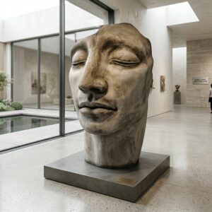 Decorazione Scultura Viso Cemento 1,38 m