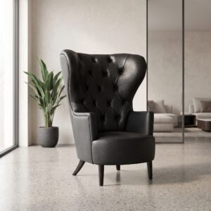 Poltrona Chesterfield in pelle nera