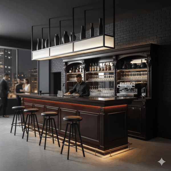 Bancone Bar Empire Mogano 4,00 m - immagine 2