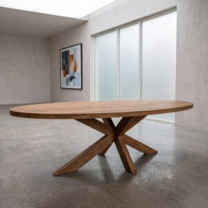 Tavolo da pranzo ovale in legno massello 2,62 m x 1,21 m
