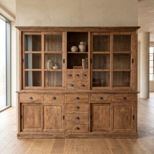 Vitrine Bücherschrank Teakholz 2,50 m