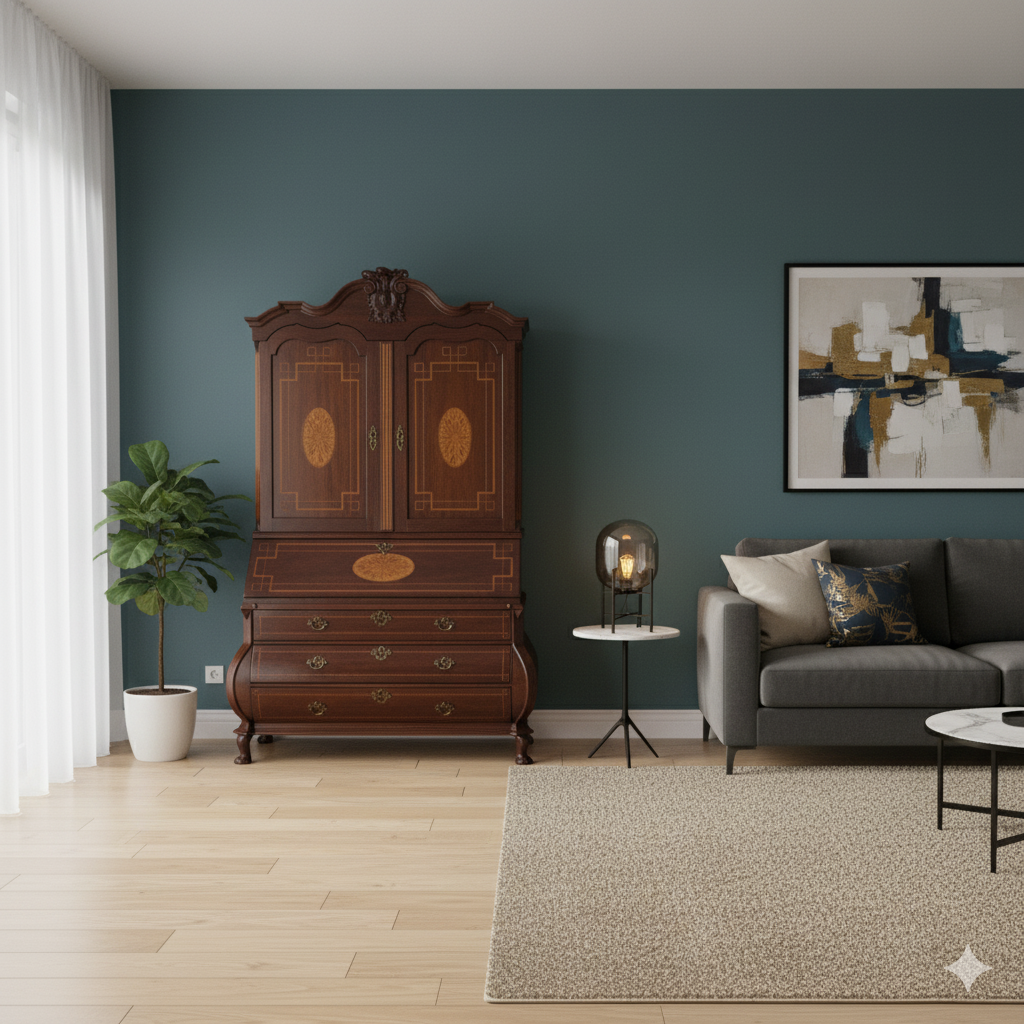 Sekretär Aufsatzsekretär Barock 1800 Nussbaum - immagine 2