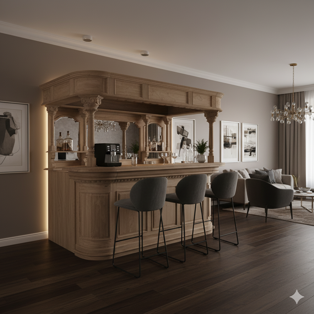 Hausbar Theke Teakholz 2,40 m - immagine 2