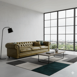 Chesterfield Sofa Couch Leder Olive 2,80 m