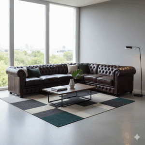 Chesterfield Sofa Eckcouch Ecksofa Rot-Braun 2,80 m x 2,30 m