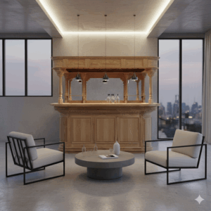 Hausbar Theke Teakholz 2,40 m