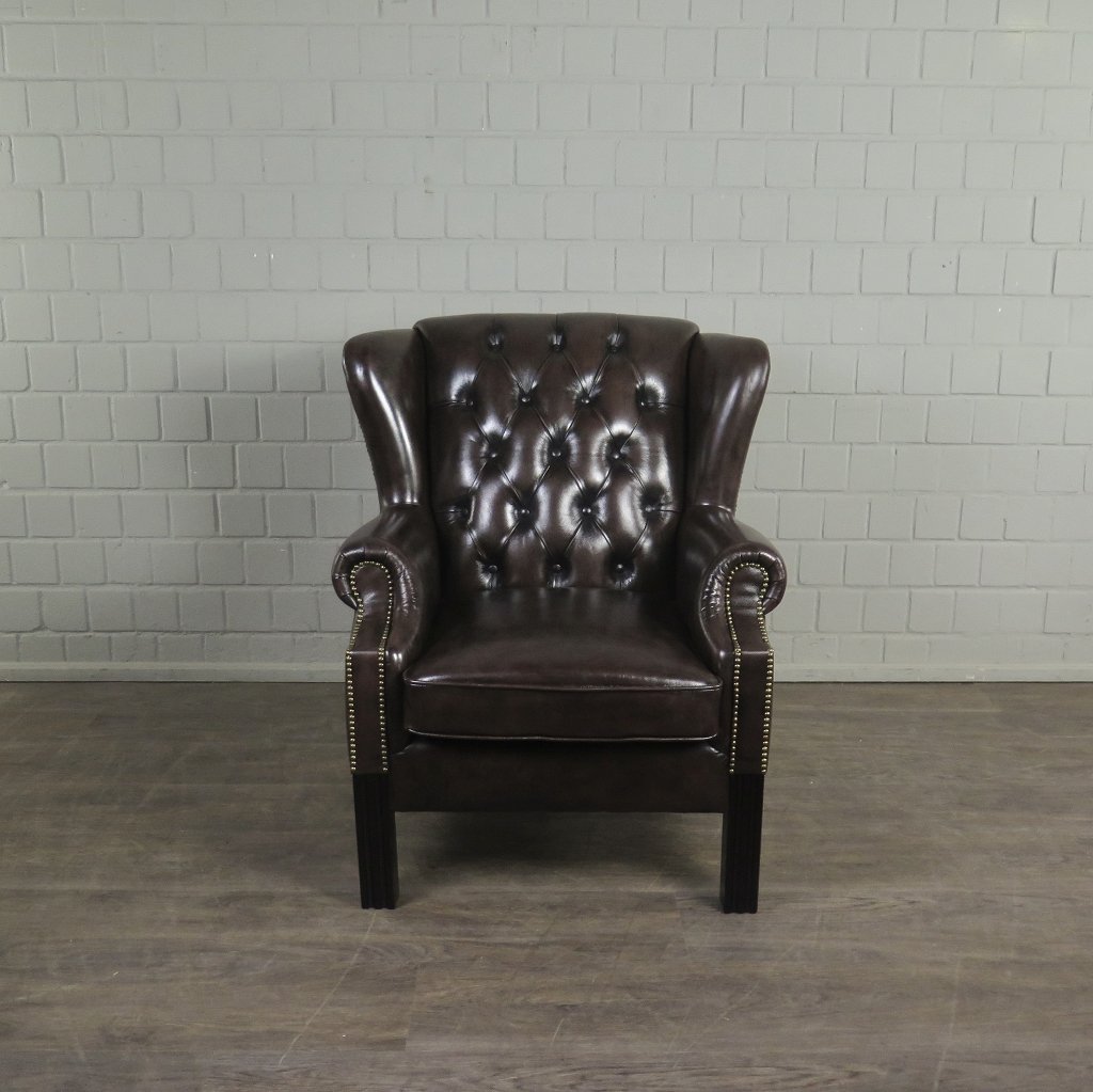 Chesterfield Sessel Leder Dunkelbraun