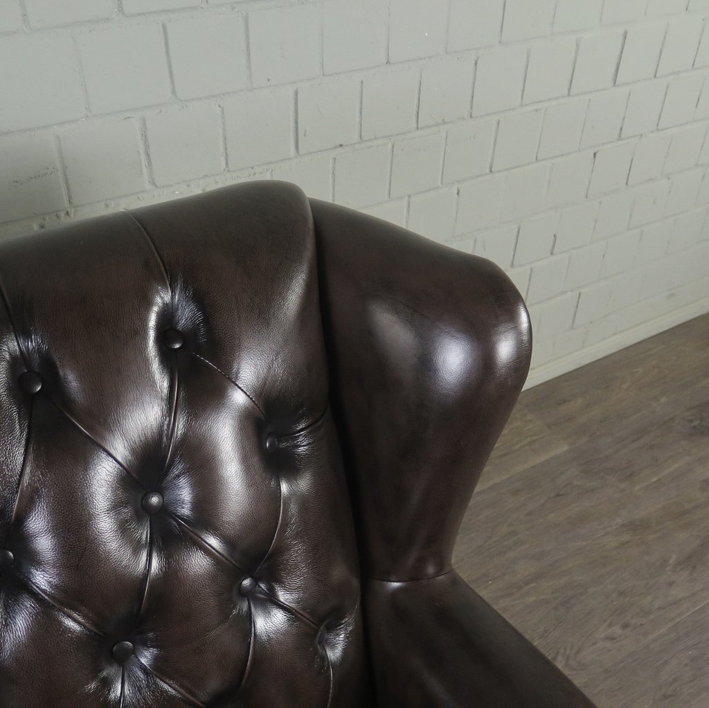Chesterfield Sessel Leder Dunkelbraun