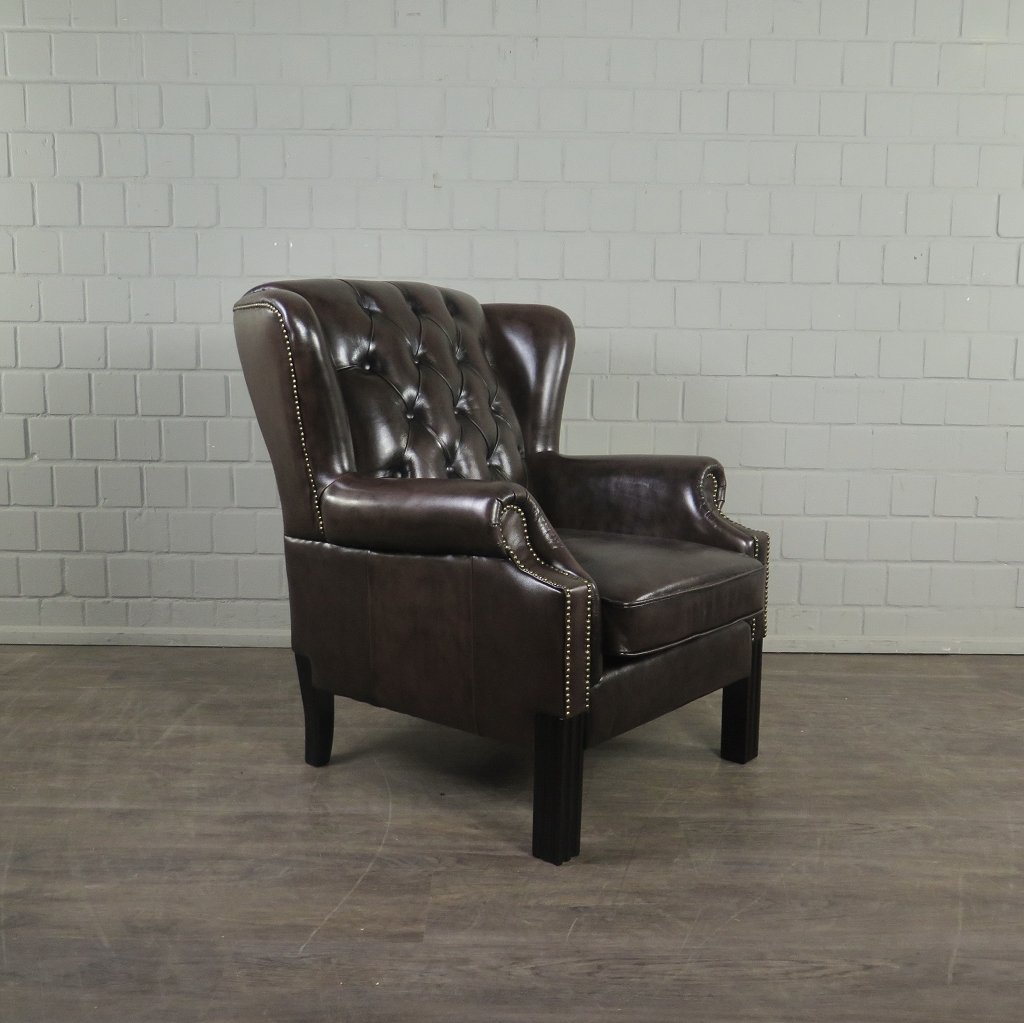 Chesterfield Sessel Leder Dunkelbraun