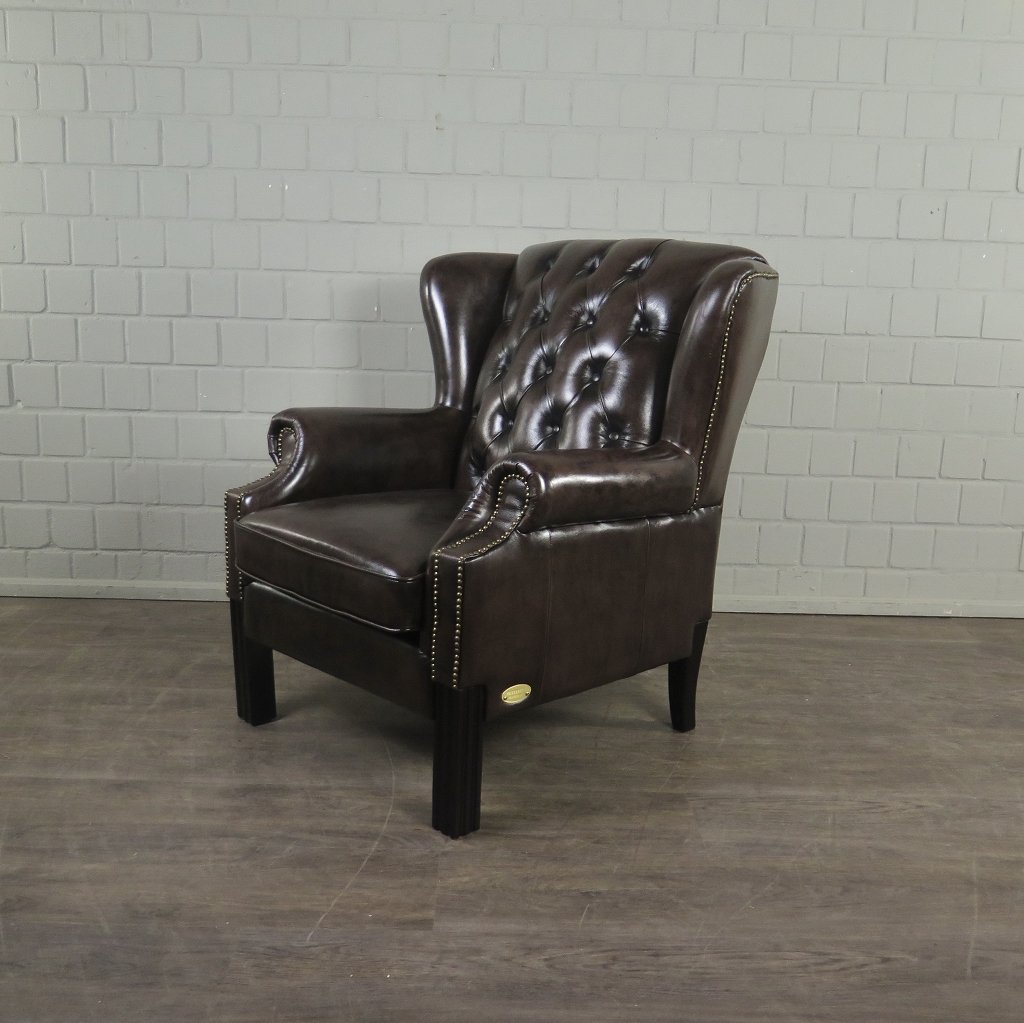 Chesterfield Sessel Leder Dunkelbraun