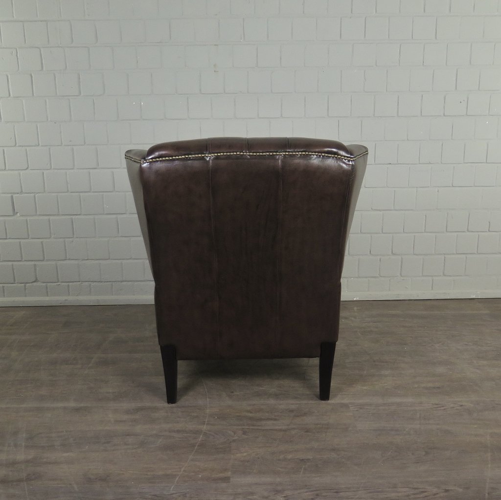 Chesterfield Sessel Leder Dunkelbraun