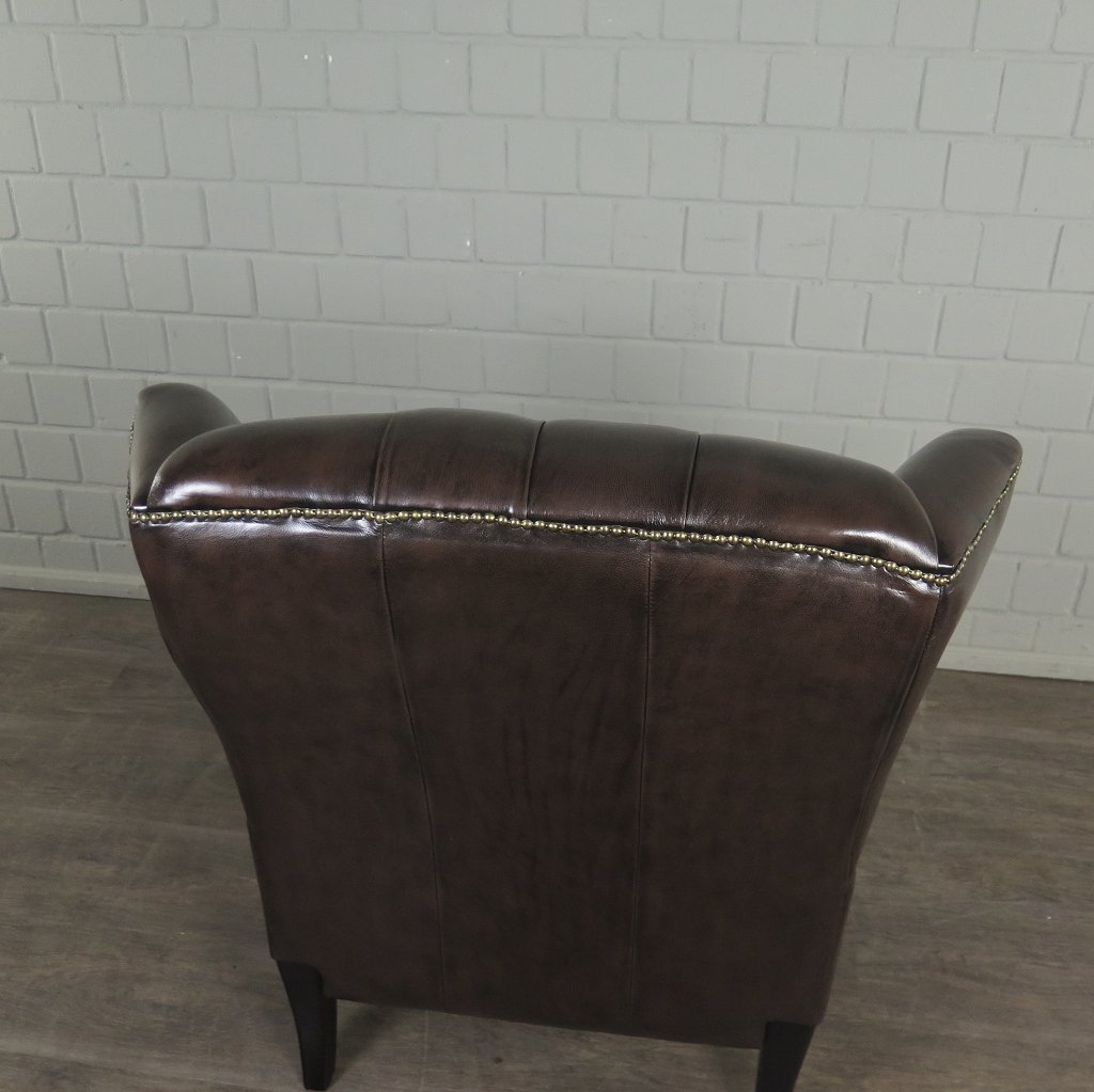 Chesterfield Sessel Leder Dunkelbraun