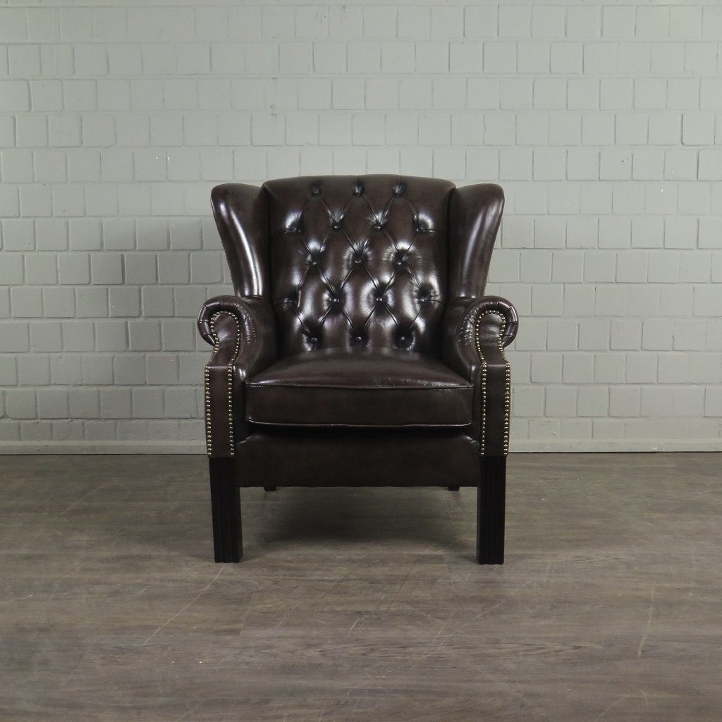 Chesterfield Sessel Leder Dunkelbraun