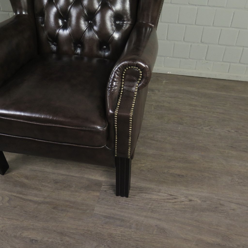 Chesterfield Sessel Leder Dunkelbraun