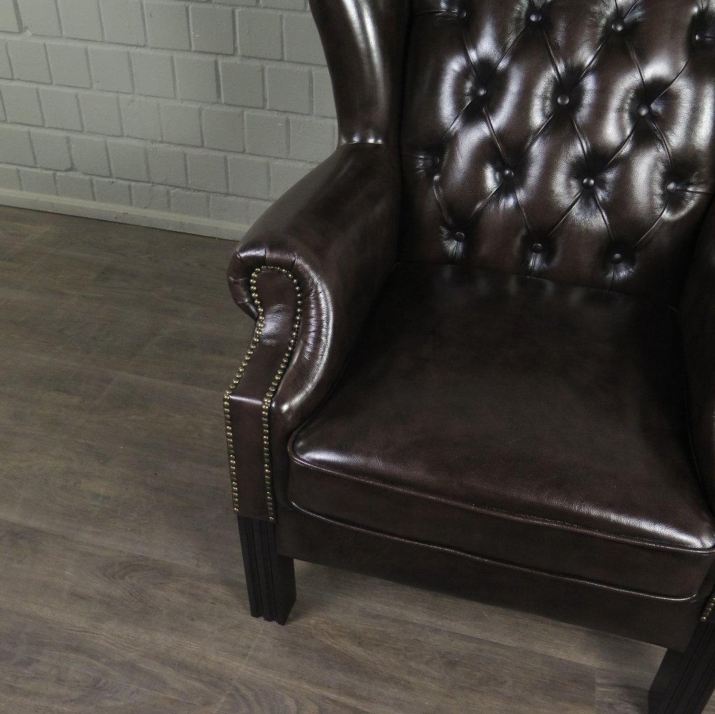 Chesterfield Sessel Leder Dunkelbraun