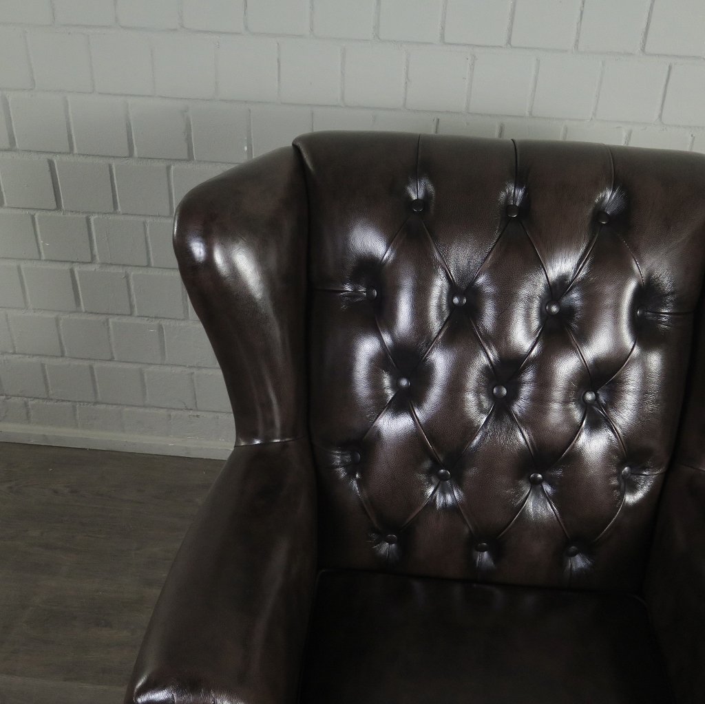 Chesterfield Sessel Leder Dunkelbraun