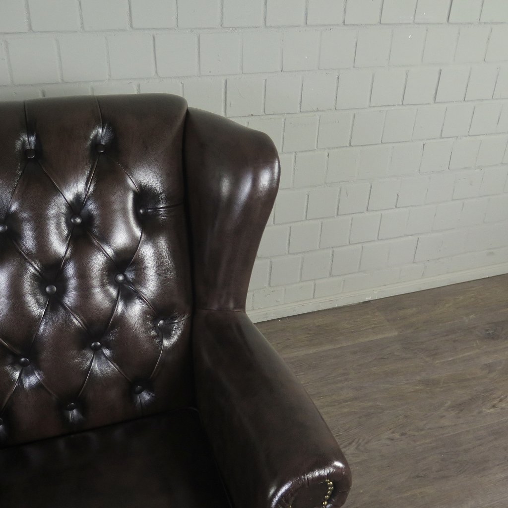 Chesterfield Sessel Leder Dunkelbraun