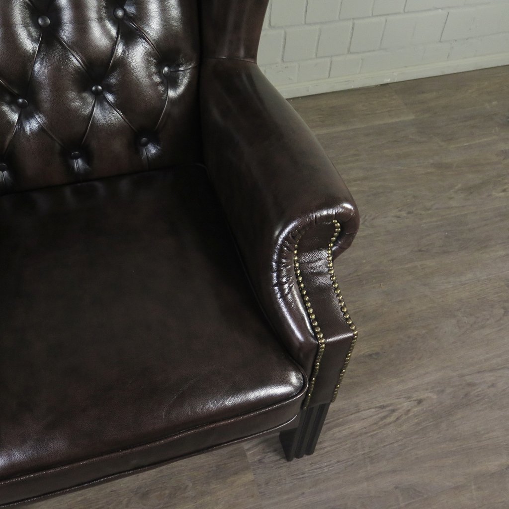 Chesterfield Sessel Leder Dunkelbraun