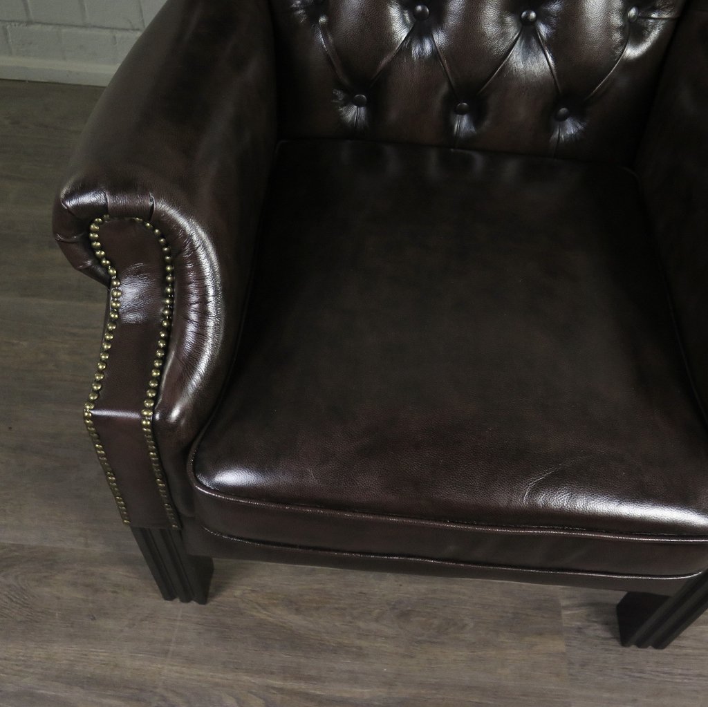 Chesterfield Sessel Leder Dunkelbraun